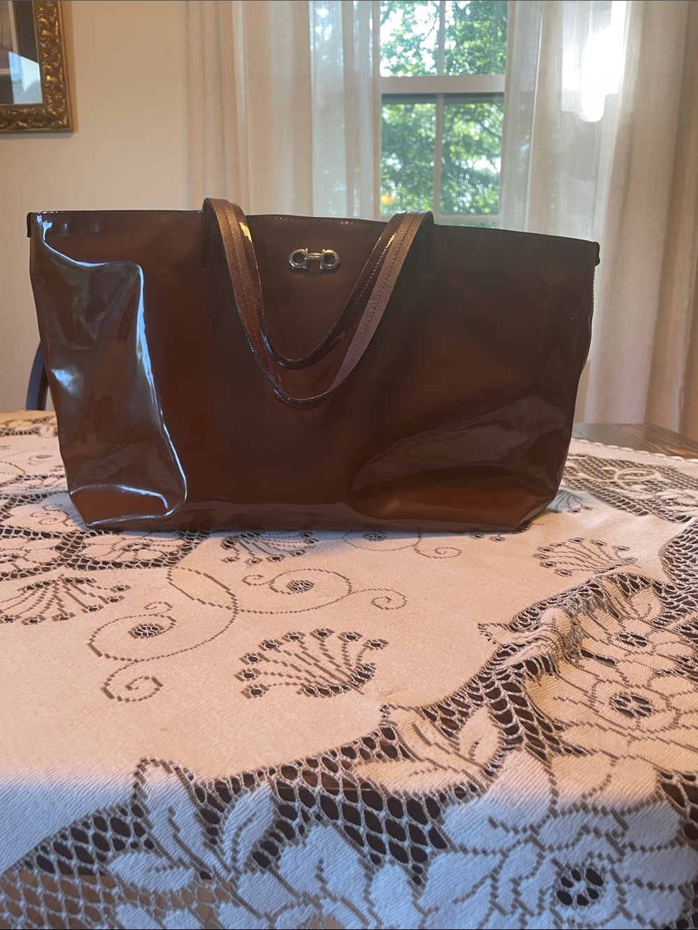 Salvatore Ferragamo Vintage
Patent Leather Brown Tote Bag